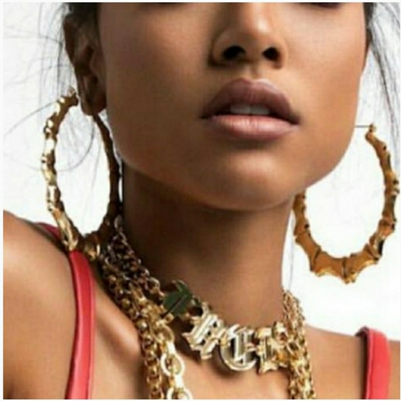 90s Hip Hop Bamboo Door Knocker Earrings NWOT - Picture 8 of 8